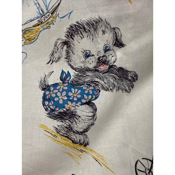 Vintage Childrens Fabric With Playful Animal Sports Prints 36" Width Cotton Mate - Picture 8 of 11